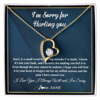 Forever Love Necklace 18K Yellow Gold Finish | 1 | Personalized I'M Sorry Apology Necklace For Wife Girlfriend Forgive Me Sorry Gift Friend Partner Apology Pendant Jewelry Customized Gift Box Message Card | siriusteestore