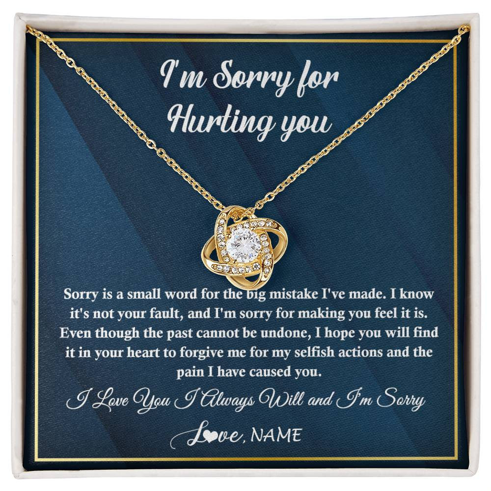 Love Knot Necklace 18K Yellow Gold Finish | 1 | Personalized I'M Sorry Apology Necklace For Wife Girlfriend Forgive Me Sorry Gift Friend Partner Apology Pendant Jewelry Customized Gift Box Message Card | siriusteestore