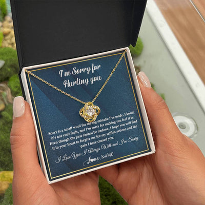 Love Knot Necklace 18K Yellow Gold Finish | 2 | Personalized I'M Sorry Apology Necklace For Wife Girlfriend Forgive Me Sorry Gift Friend Partner Apology Pendant Jewelry Customized Gift Box Message Card | siriusteestore