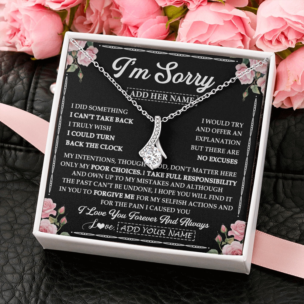 Alluring Beauty Necklace 14K White Gold Finish | 2 | Personalized I'm Sorry Necklace Gifts For Her Wife Girlfriend Soulmate Pendant Forgive Me Customized Apology Gift For Her Custom Gift Box Message Card | https://siriusteestore.