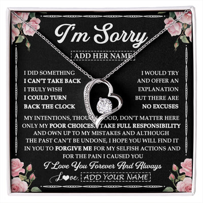 Forever Love Necklace 14K White Gold Finish | 1 | Personalized I'm Sorry Necklace Gifts For Her Wife Girlfriend Soulmate Pendant Forgive Me Customized Apology Gift For Her Custom Gift Box Message Card | https://siriusteestore.