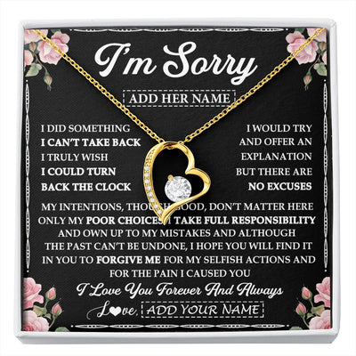 Forever Love Necklace 18K Yellow Gold Finish | 1 | Personalized I'm Sorry Necklace Gifts For Her Wife Girlfriend Soulmate Pendant Forgive Me Customized Apology Gift For Her Custom Gift Box Message Card | https://siriusteestore.