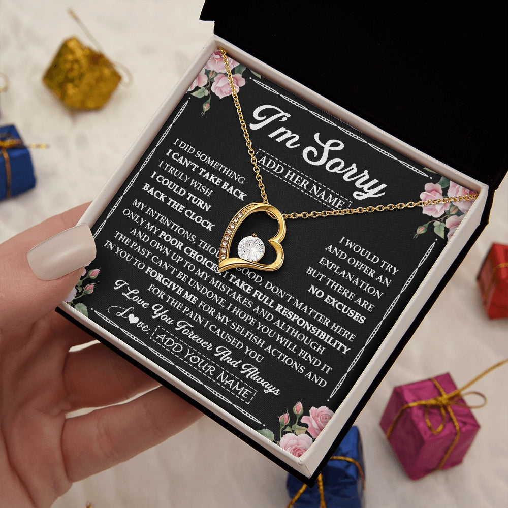 Forever Love Necklace 18K Yellow Gold Finish | 2 | Personalized I'm Sorry Necklace Gifts For Her Wife Girlfriend Soulmate Pendant Forgive Me Customized Apology Gift For Her Custom Gift Box Message Card | https://siriusteestore.