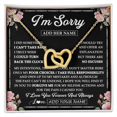 Interlocking Hearts Necklace 18K Yellow Gold Finish | 1 | Personalized I'm Sorry Necklace Gifts For Her Wife Girlfriend Soulmate Pendant Forgive Me Customized Apology Gift For Her Custom Gift Box Message Card | https://siriusteestore.