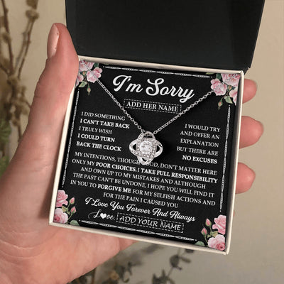 Love Knot Necklace 14K White Gold Finish | 2 | Personalized I'm Sorry Necklace Gifts For Her Wife Girlfriend Soulmate Pendant Forgive Me Customized Apology Gift For Her Custom Gift Box Message Card | https://siriusteestore.