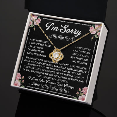 Love Knot Necklace 18K Yellow Gold Finish | 2 | Personalized I'm Sorry Necklace Gifts For Her Wife Girlfriend Soulmate Pendant Forgive Me Customized Apology Gift For Her Custom Gift Box Message Card | https://siriusteestore.