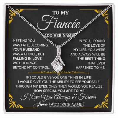 Alluring Beauty Necklace 14K White Gold Finish | 1 | Personalized Jewelry To My Fiancée Necklace From Fiancé Metting You Gift For Fiancee Romantic Birthday Valentines Christmas Custom Gift Box Message Card | https://siriusteestore.