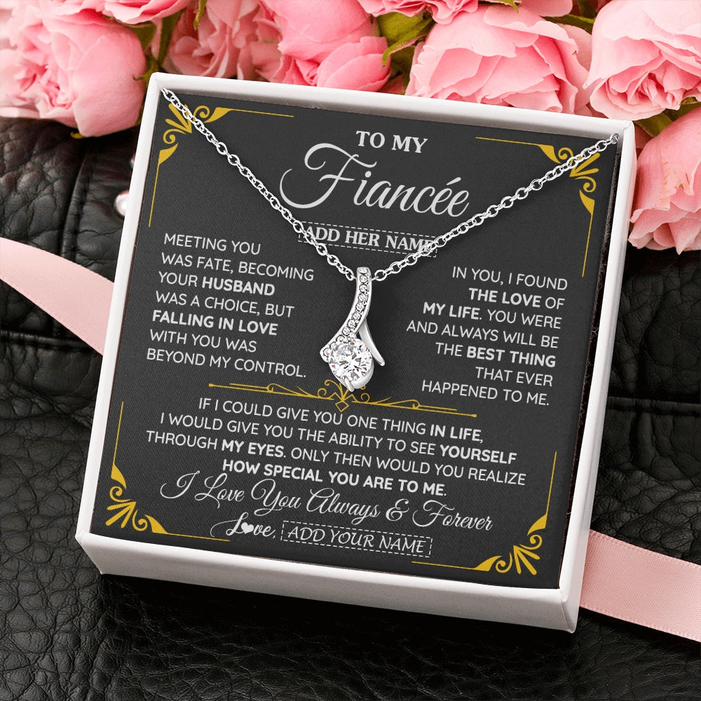 Alluring Beauty Necklace 14K White Gold Finish | 2 | Personalized Jewelry To My Fiancée Necklace From Fiancé Metting You Gift For Fiancee Romantic Birthday Valentines Christmas Custom Gift Box Message Card | https://siriusteestore.