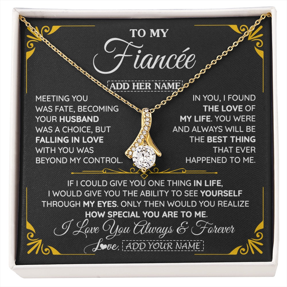 Alluring Beauty Necklace 18K Yellow Gold Finish | 1 | Personalized Jewelry To My Fiancée Necklace From Fiancé Metting You Gift For Fiancee Romantic Birthday Valentines Christmas Custom Gift Box Message Card | https://siriusteestore.