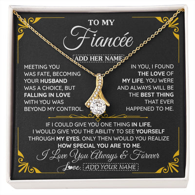 Alluring Beauty Necklace 18K Yellow Gold Finish | 1 | Personalized Jewelry To My Fiancée Necklace From Fiancé Metting You Gift For Fiancee Romantic Birthday Valentines Christmas Custom Gift Box Message Card | https://siriusteestore.