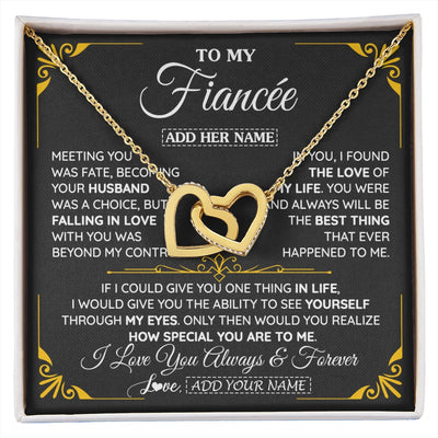 Interlocking Hearts Necklace 18K Yellow Gold Finish | 1 | Personalized Jewelry To My Fiancée Necklace From Fiancé Metting You Gift For Fiancee Romantic Birthday Valentines Christmas Custom Gift Box Message Card | https://siriusteestore.