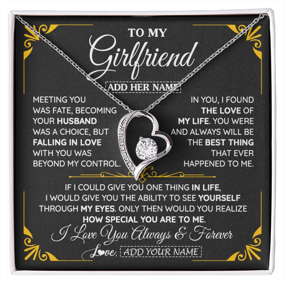 Forever Love Necklace 14K White Gold Finish | 1 | Personalized Jewelry To My Girlfriend Necklace Metting You Gift For Girlfriend Romantic Birthday Gifts Valentines Christmas Custom Gift Box Message Card | https://siriusteestore.
