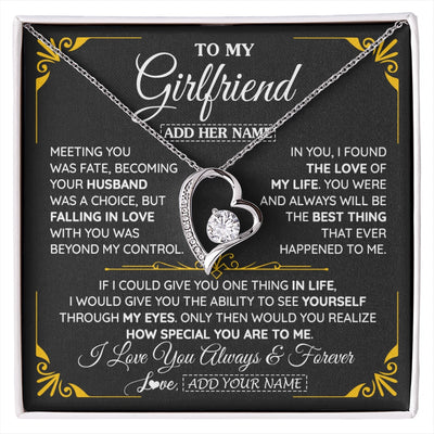 Forever Love Necklace 14K White Gold Finish | 1 | Personalized Jewelry To My Girlfriend Necklace Metting You Gift For Girlfriend Romantic Birthday Gifts Valentines Christmas Custom Gift Box Message Card | https://siriusteestore.