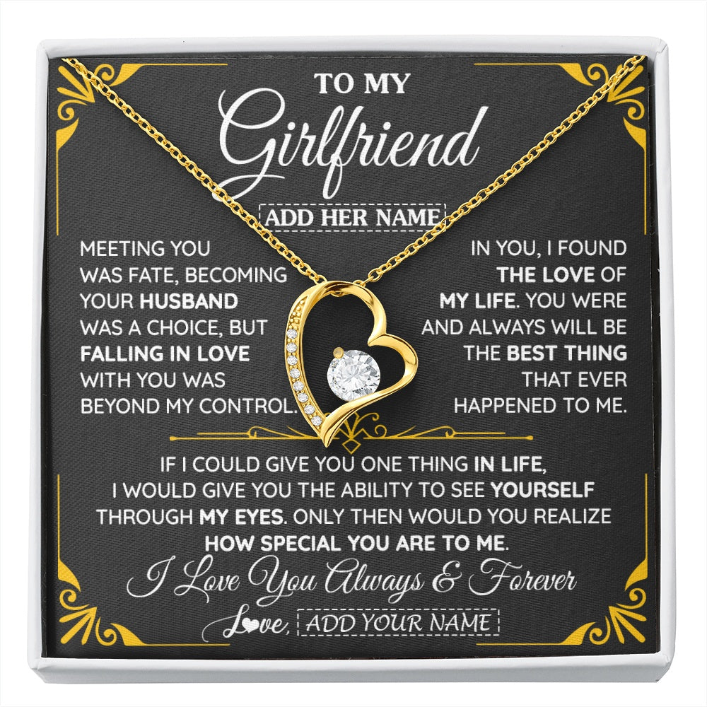 Forever Love Necklace 18K Yellow Gold Finish | 1 | Personalized Jewelry To My Girlfriend Necklace Metting You Gift For Girlfriend Romantic Birthday Gifts Valentines Christmas Custom Gift Box Message Card | https://siriusteestore.