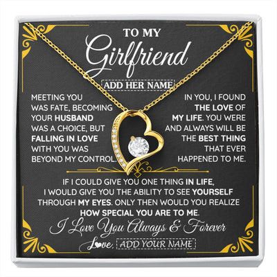 Forever Love Necklace 18K Yellow Gold Finish | 1 | Personalized Jewelry To My Girlfriend Necklace Metting You Gift For Girlfriend Romantic Birthday Gifts Valentines Christmas Custom Gift Box Message Card | https://siriusteestore.