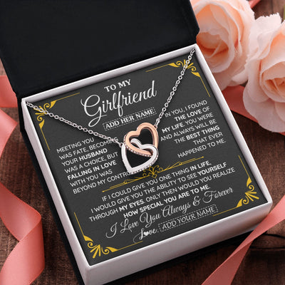 Interlocking Hearts Necklace Stainless Steel & Rose Gold Finish | 2 | Personalized Jewelry To My Girlfriend Necklace Metting You Gift For Girlfriend Romantic Birthday Gifts Valentines Christmas Custom Gift Box Message Card | https://siriusteestore.