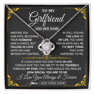 Love Knot Necklace 14K White Gold Finish | 1 | Personalized Jewelry To My Girlfriend Necklace Metting You Gift For Girlfriend Romantic Birthday Gifts Valentines Christmas Custom Gift Box Message Card | https://siriusteestore.