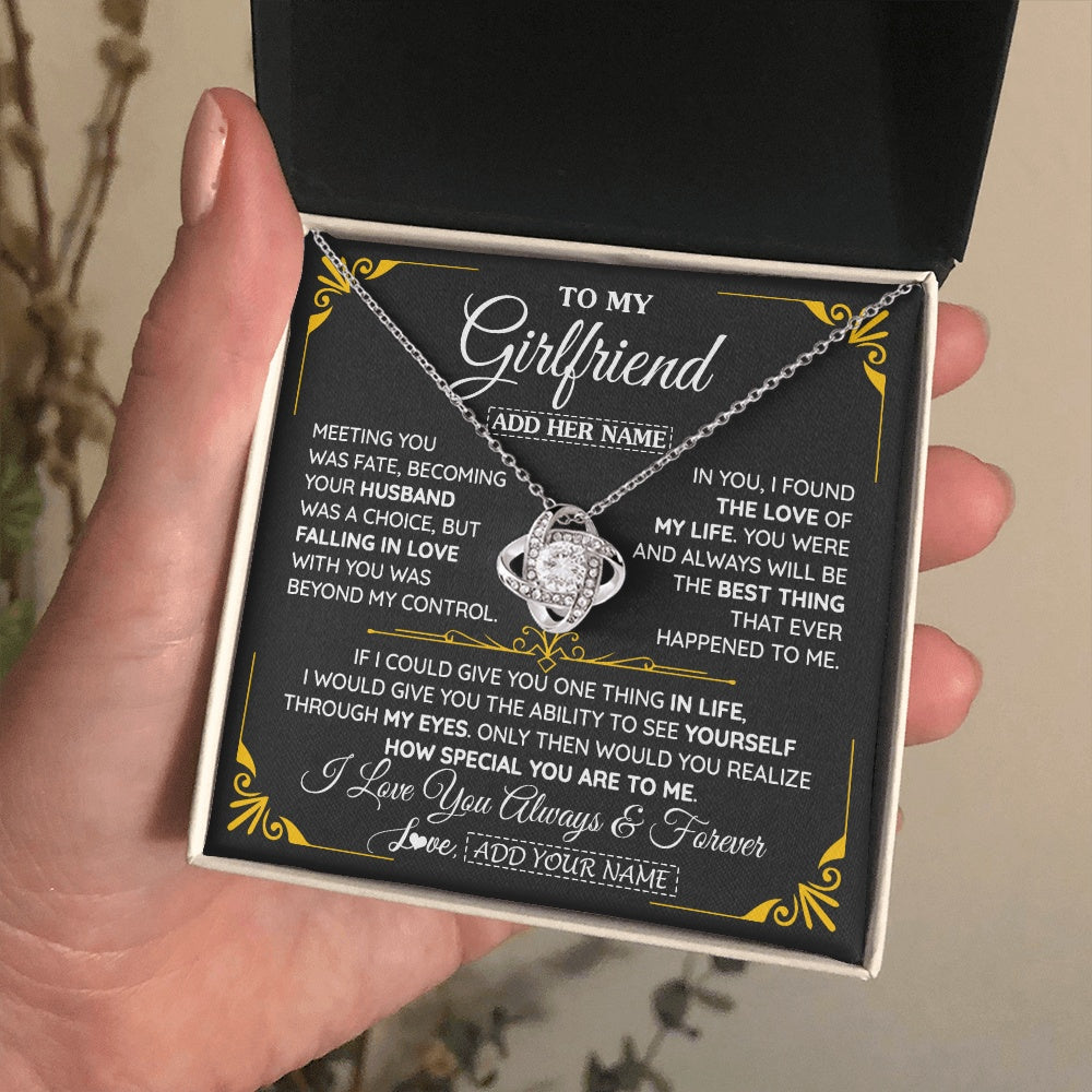 Love Knot Necklace 14K White Gold Finish | 2 | Personalized Jewelry To My Girlfriend Necklace Metting You Gift For Girlfriend Romantic Birthday Gifts Valentines Christmas Custom Gift Box Message Card | https://siriusteestore.