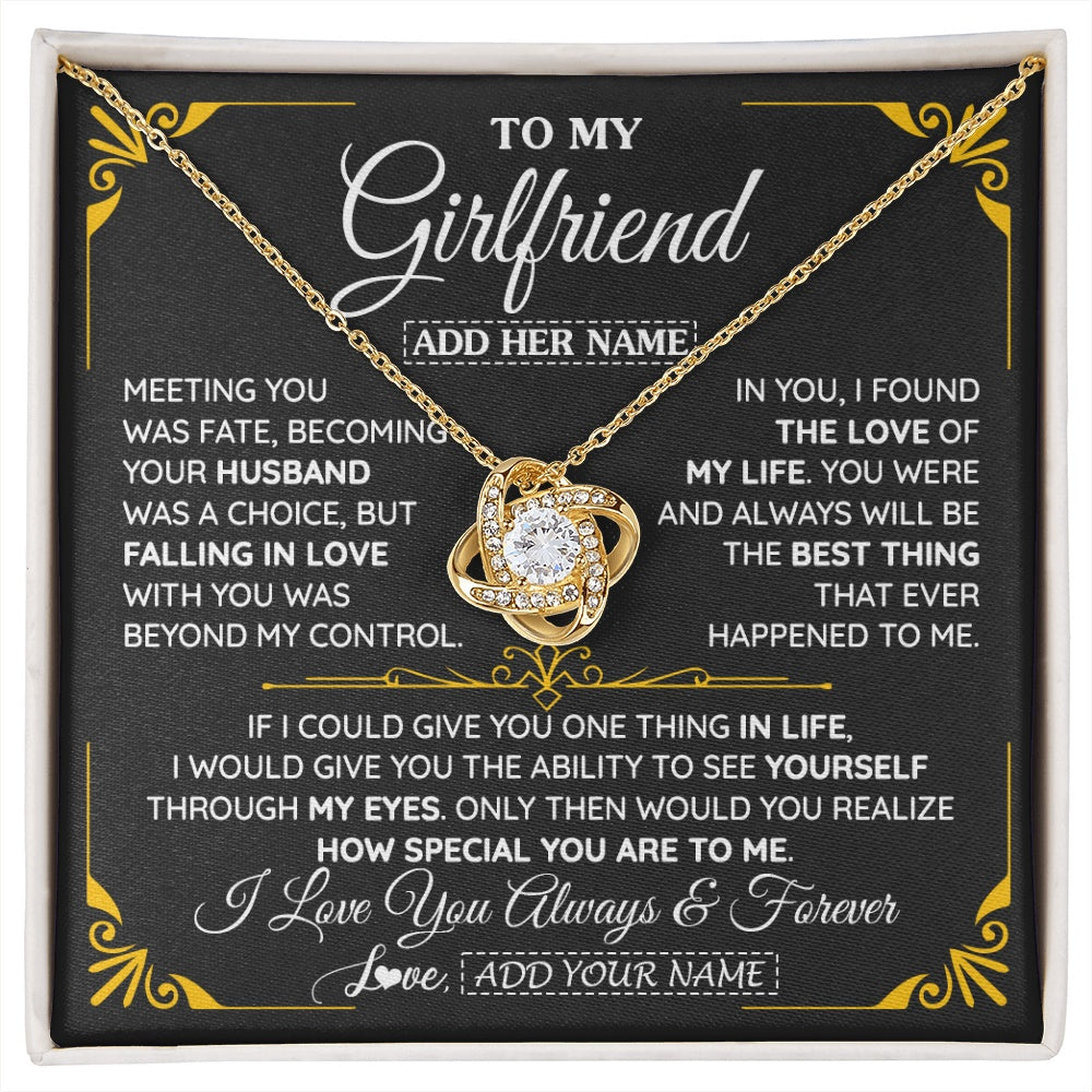 Love Knot Necklace 18K Yellow Gold Finish | 1 | Personalized Jewelry To My Girlfriend Necklace Metting You Gift For Girlfriend Romantic Birthday Gifts Valentines Christmas Custom Gift Box Message Card | https://siriusteestore.