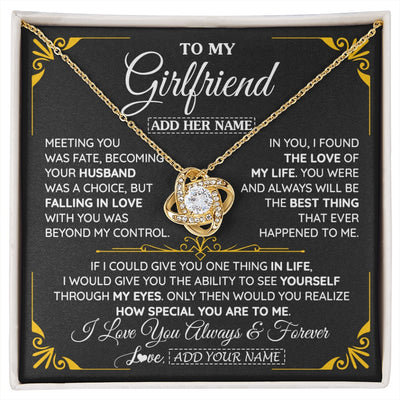 Love Knot Necklace 18K Yellow Gold Finish | 1 | Personalized Jewelry To My Girlfriend Necklace Metting You Gift For Girlfriend Romantic Birthday Gifts Valentines Christmas Custom Gift Box Message Card | https://siriusteestore.