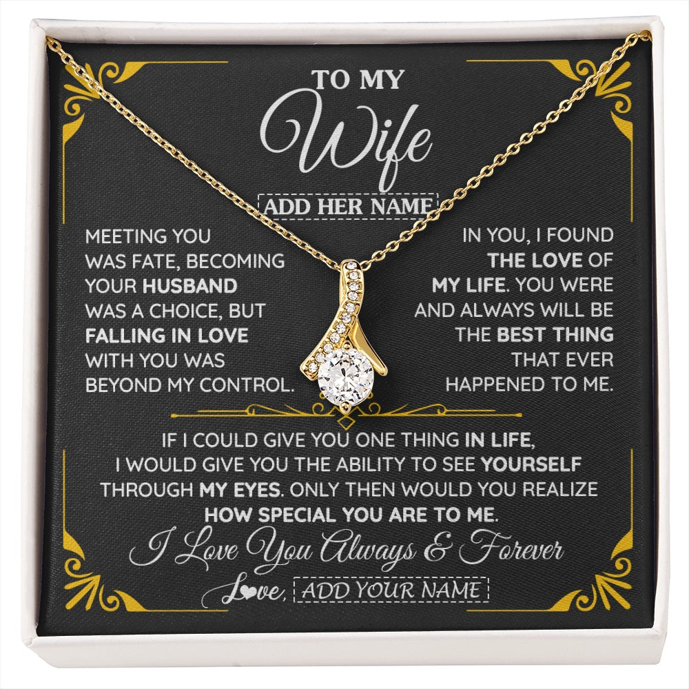 Alluring Beauty Necklace 18K Yellow Gold Finish | 1 | Personalized Jewelry To My Wife Necklace From Husband Metting You Gift For Wife Romantic Birthday Valentines For Her Christmas Custom Gift Box Message Card | https://siriusteestore.