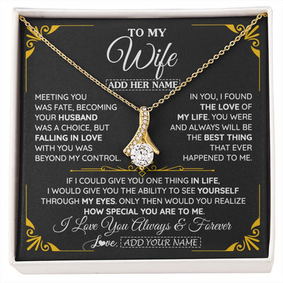 Alluring Beauty Necklace 18K Yellow Gold Finish | 1 | Personalized Jewelry To My Wife Necklace From Husband Metting You Gift For Wife Romantic Birthday Valentines For Her Christmas Custom Gift Box Message Card | https://siriusteestore.