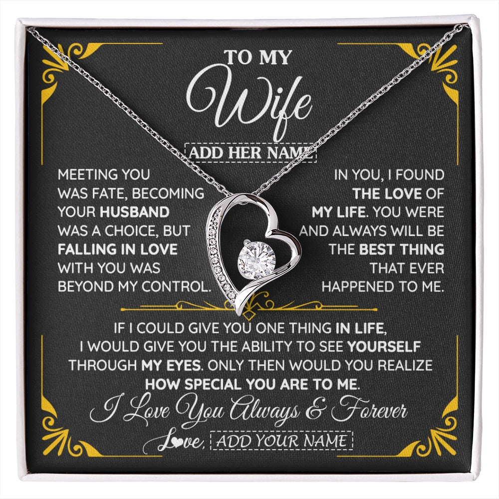 Forever Love Necklace 14K White Gold Finish | 1 | Personalized Jewelry To My Wife Necklace From Husband Metting You Gift For Wife Romantic Birthday Valentines For Her Christmas Custom Gift Box Message Card | https://siriusteestore.
