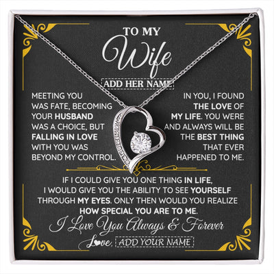 Forever Love Necklace 14K White Gold Finish | 1 | Personalized Jewelry To My Wife Necklace From Husband Metting You Gift For Wife Romantic Birthday Valentines For Her Christmas Custom Gift Box Message Card | https://siriusteestore.