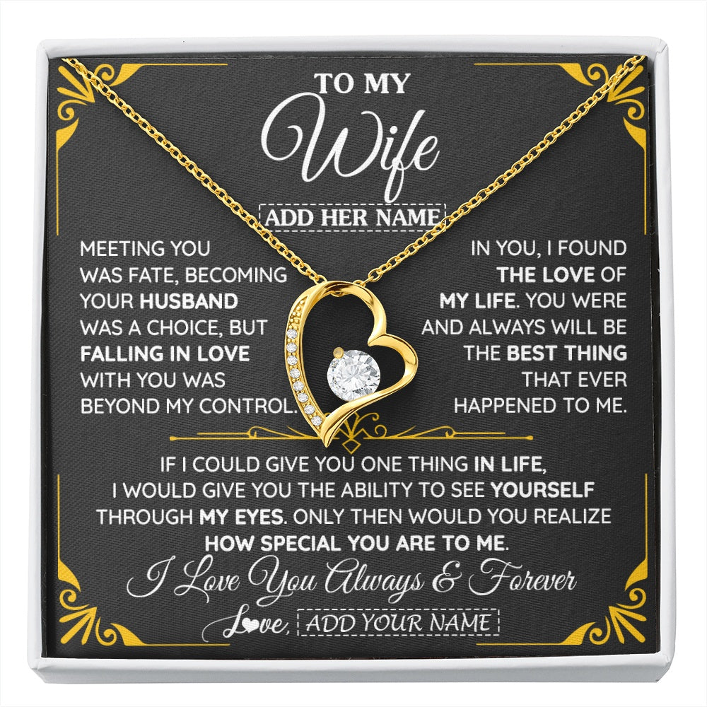 Forever Love Necklace 18K Yellow Gold Finish | 1 | Personalized Jewelry To My Wife Necklace From Husband Metting You Gift For Wife Romantic Birthday Valentines For Her Christmas Custom Gift Box Message Card | https://siriusteestore.