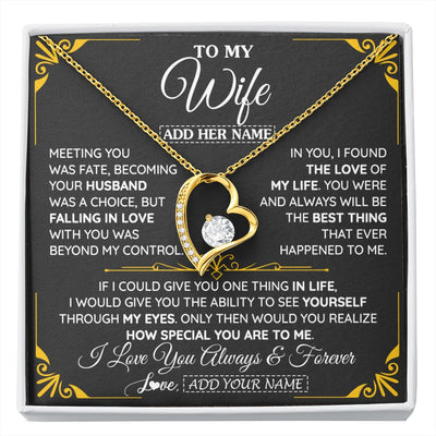 Forever Love Necklace 18K Yellow Gold Finish | 1 | Personalized Jewelry To My Wife Necklace From Husband Metting You Gift For Wife Romantic Birthday Valentines For Her Christmas Custom Gift Box Message Card | https://siriusteestore.