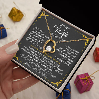 Forever Love Necklace 18K Yellow Gold Finish | 2 | Personalized Jewelry To My Wife Necklace From Husband Metting You Gift For Wife Romantic Birthday Valentines For Her Christmas Custom Gift Box Message Card | https://siriusteestore.