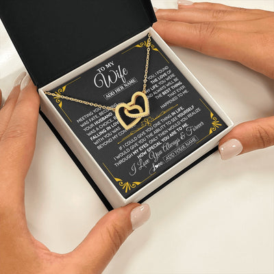 Interlocking Hearts Necklace 18K Yellow Gold Finish | 2 | Personalized Jewelry To My Wife Necklace From Husband Metting You Gift For Wife Romantic Birthday Valentines For Her Christmas Custom Gift Box Message Card | https://siriusteestore.