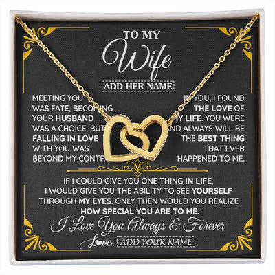 Interlocking Hearts Necklace 18K Yellow Gold Finish | 1 | Personalized Jewelry To My Wife Necklace From Husband Metting You Gift For Wife Romantic Birthday Valentines For Her Christmas Custom Gift Box Message Card | https://siriusteestore.