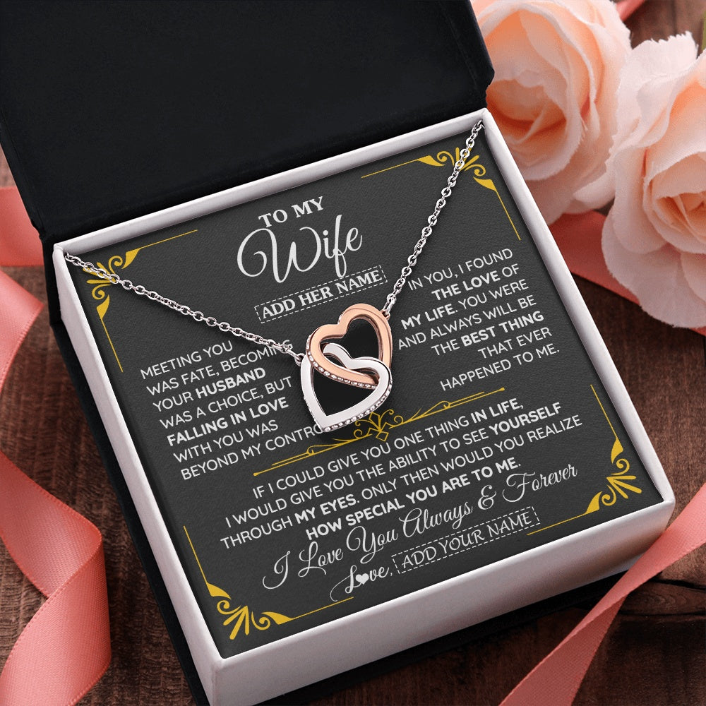 Interlocking Hearts Necklace Stainless Steel & Rose Gold Finish | 2 | Personalized Jewelry To My Wife Necklace From Husband Metting You Gift For Wife Romantic Birthday Valentines For Her Christmas Custom Gift Box Message Card | https://siriusteestore.