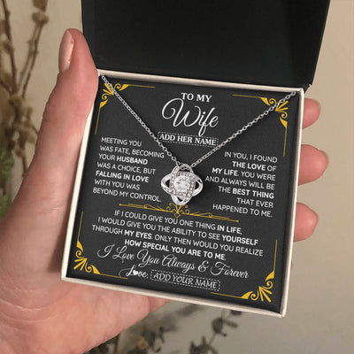 Love Knot Necklace 14K White Gold Finish | 2 | Personalized Jewelry To My Wife Necklace From Husband Metting You Gift For Wife Romantic Birthday Valentines For Her Christmas Custom Gift Box Message Card | https://siriusteestore.