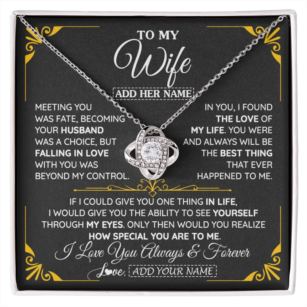 Love Knot Necklace 14K White Gold Finish | 1 | Personalized Jewelry To My Wife Necklace From Husband Metting You Gift For Wife Romantic Birthday Valentines For Her Christmas Custom Gift Box Message Card | https://siriusteestore.