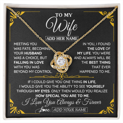 Love Knot Necklace 18K Yellow Gold Finish | 1 | Personalized Jewelry To My Wife Necklace From Husband Metting You Gift For Wife Romantic Birthday Valentines For Her Christmas Custom Gift Box Message Card | https://siriusteestore.