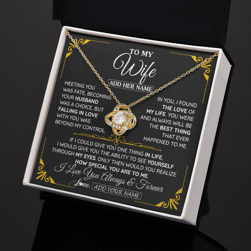 Love Knot Necklace 18K Yellow Gold Finish | 2 | Personalized Jewelry To My Wife Necklace From Husband Metting You Gift For Wife Romantic Birthday Valentines For Her Christmas Custom Gift Box Message Card | https://siriusteestore.