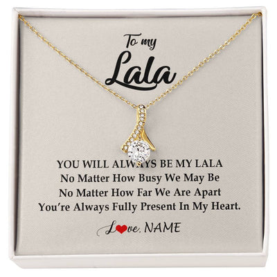 Alluring Beauty Necklace 18K Yellow Gold Finish | Personalized Lala Necklace From Grandkids Granddaughter Grandson You're Always In My Heart Lala Birthday Mothers Day Christmas Customized Gift Box Message Card | siriusteestore