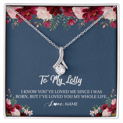 Alluring Beauty Necklace 14K White Gold Finish | 1 | Personalized Lolly Necklace From Grandkids Granddaughter Grandson I've Loved You My Whole Life Floral Lolly Birthday Mothers Day Christmas Customized Message Card | siriusteestore.myshopify