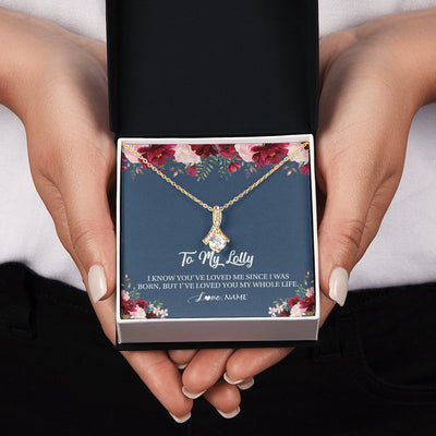 Alluring Beauty Necklace 18K Yellow Gold Finish | 2 | Personalized Lolly Necklace From Grandkids Granddaughter Grandson I've Loved You My Whole Life Floral Lolly Birthday Mothers Day Christmas Customized Message Card | siriusteestore.myshopify