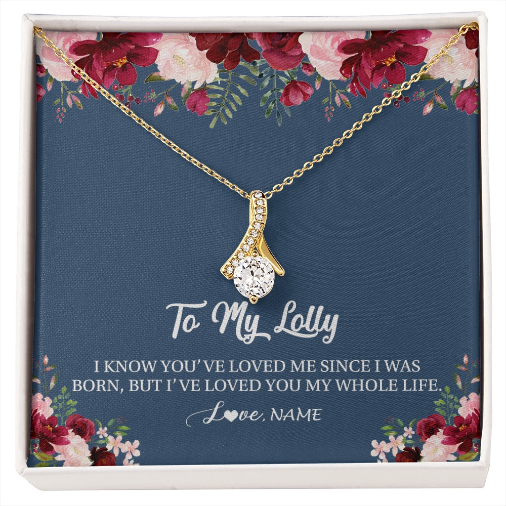Alluring Beauty Necklace 18K Yellow Gold Finish | 1 | Personalized Lolly Necklace From Grandkids Granddaughter Grandson I've Loved You My Whole Life Floral Lolly Birthday Mothers Day Christmas Customized Message Card | siriusteestore.myshopify