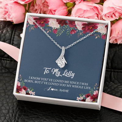 Alluring Beauty Necklace 14K White Gold Finish | 2 | Personalized Lolly Necklace From Grandkids Granddaughter Grandson I've Loved You My Whole Life Floral Lolly Birthday Mothers Day Christmas Customized Message Card | siriusteestore.myshopify