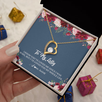 Forever Love Necklace 18K Yellow Gold Finish | 2 | Personalized Lolly Necklace From Grandkids Granddaughter Grandson I've Loved You My Whole Life Floral Lolly Birthday Mothers Day Christmas Customized Message Card | siriusteestore.myshopify
