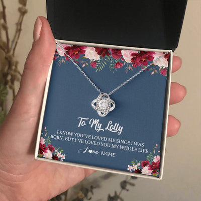 Love Knot Necklace 14K White Gold Finish | 2 | Personalized Lolly Necklace From Grandkids Granddaughter Grandson I've Loved You My Whole Life Floral Lolly Birthday Mothers Day Christmas Customized Message Card | siriusteestore.myshopify