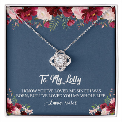 Love Knot Necklace 14K White Gold Finish | 1 | Personalized Lolly Necklace From Grandkids Granddaughter Grandson I've Loved You My Whole Life Floral Lolly Birthday Mothers Day Christmas Customized Message Card | siriusteestore.myshopify