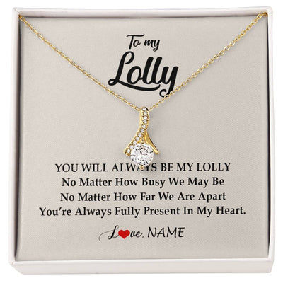 Alluring Beauty Necklace 18K Yellow Gold Finish | Personalized Lolly Necklace From Grandkids Granddaughter Grandson You're Always In My Heart Lolly Birthday Mothers Day Jewelry Customized Gift Box Message Card | siriusteestore