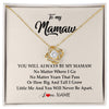 Love Knot Necklace 18K Yellow Gold Finish | Personalized Mamaw Necklace From Grandkids Granddaughter Grandson You Will Always Be My Mamaw Birthday Mothers Day Christmas Customized Gift Box Message Card | siriusteestore