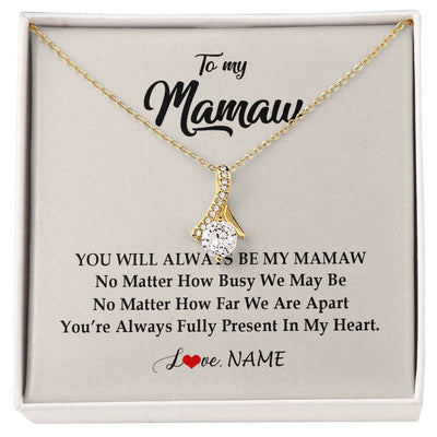 Alluring Beauty Necklace 18K Yellow Gold Finish | Personalized Mamaw Necklace From Grandkids Granddaughter Grandson You're Always In My Heart Mamaw Birthday Mothers Day Jewelry Customized Gift Box Message Card | siriusteestore