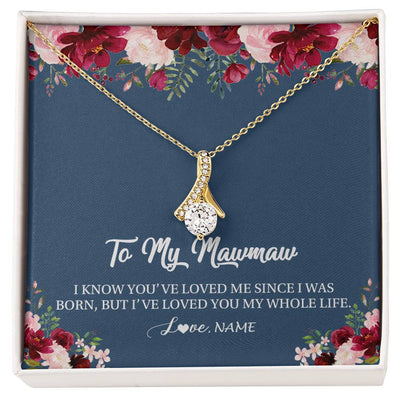 Alluring Beauty Necklace 18K Yellow Gold Finish | Personalized Mawmaw Necklace From Grandkids Granddaughter Grandson I've Loved You My Whole Life Floral Mawmaw Birthday Mothers Day Christmas Customized Message Card | siriusteestore